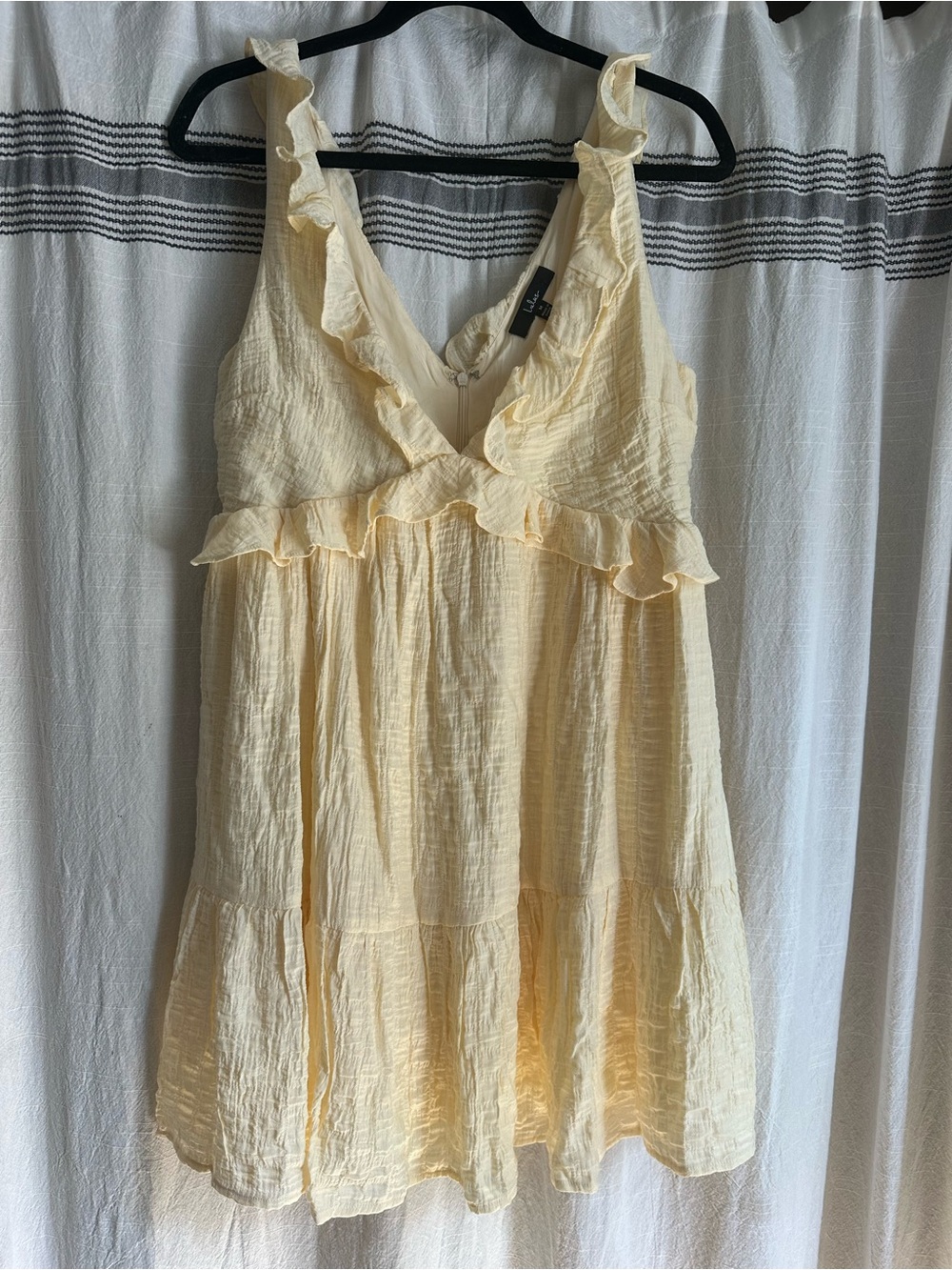 Lulu's Pale Yellow Ruffle V-Neck Tunic